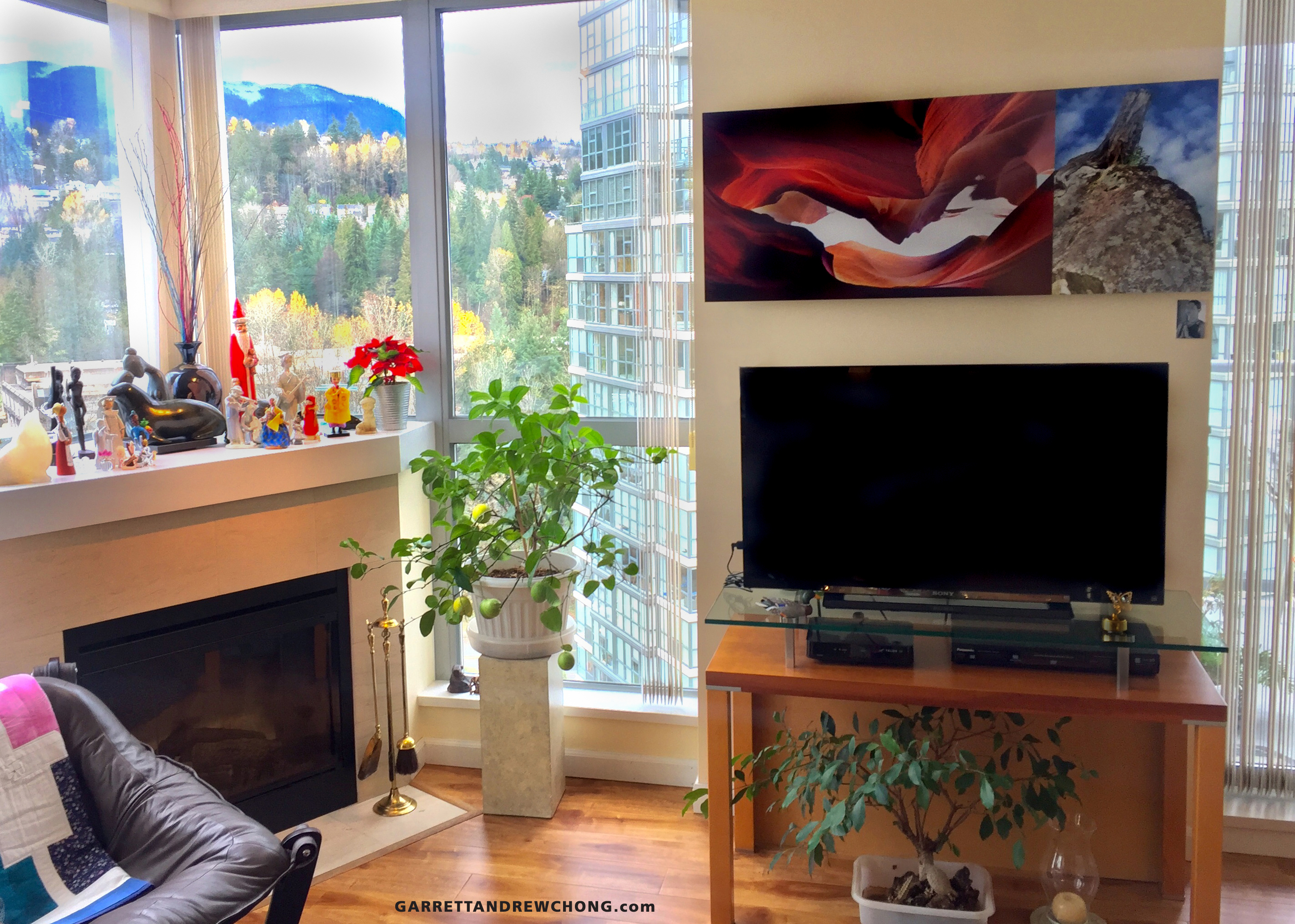 Garrett Andrew Chong Photographic Collage "Ascension" Artwork Displayed in Living Space