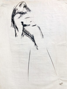 Arcing Frontal Nude, 1983 24 x 18 in (w x h), conté on paper