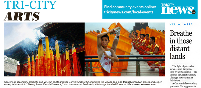 Garrett Andrew Chong TriCity News Tearsheet: Seeing Anew: Earthly Presence